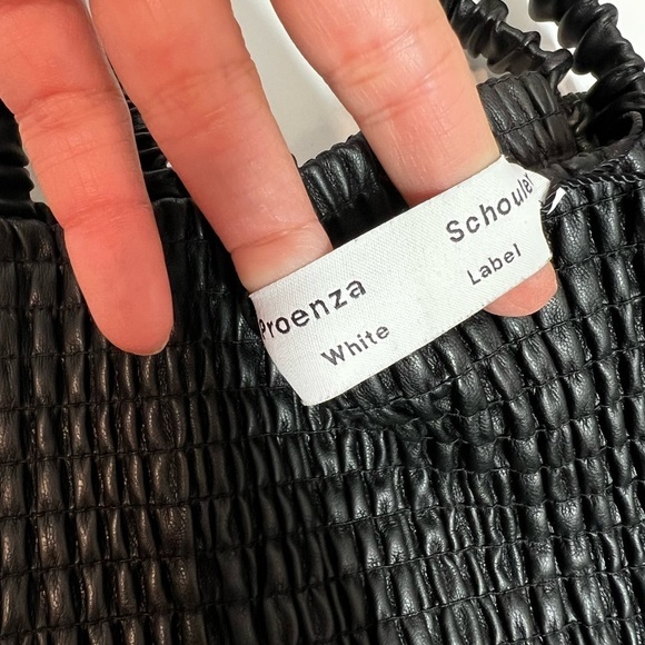 PROENZA SCHOULER WHITE LABEL Faux Leather Smocked Crop Top Sz M - Picture 6 of 8